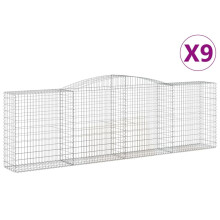 (400 x 50 x 120/140 cm/ 9 pcs) vidaXL Arched Gabion Basket Stone Basket Gabion Retaining Wall Galvanised Iron