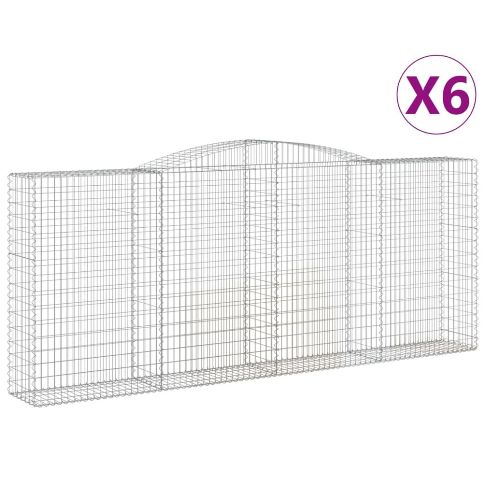 Vidaxl (400 X 50 X 160/180 Cm/ 6 Pcs) Arched Gabion Basket Stone Basket Gabion Retaining Wall Galvanised Iron