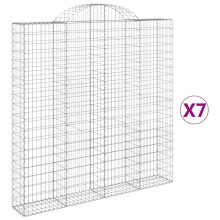 (200 x 30 x 200/220 cm/ 7 pcs) vidaXL Arched Gabion Basket Stone Basket Gabion Retaining Wall Galvanised Iron