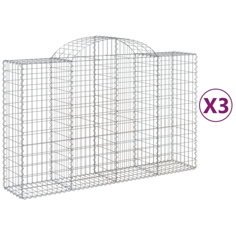 Vidaxl (200 X 50 X 120/140 Cm/ 3 Pcs) Arched Gabion Basket Stone Basket Gabion Retaining Wall Galvanised Iron