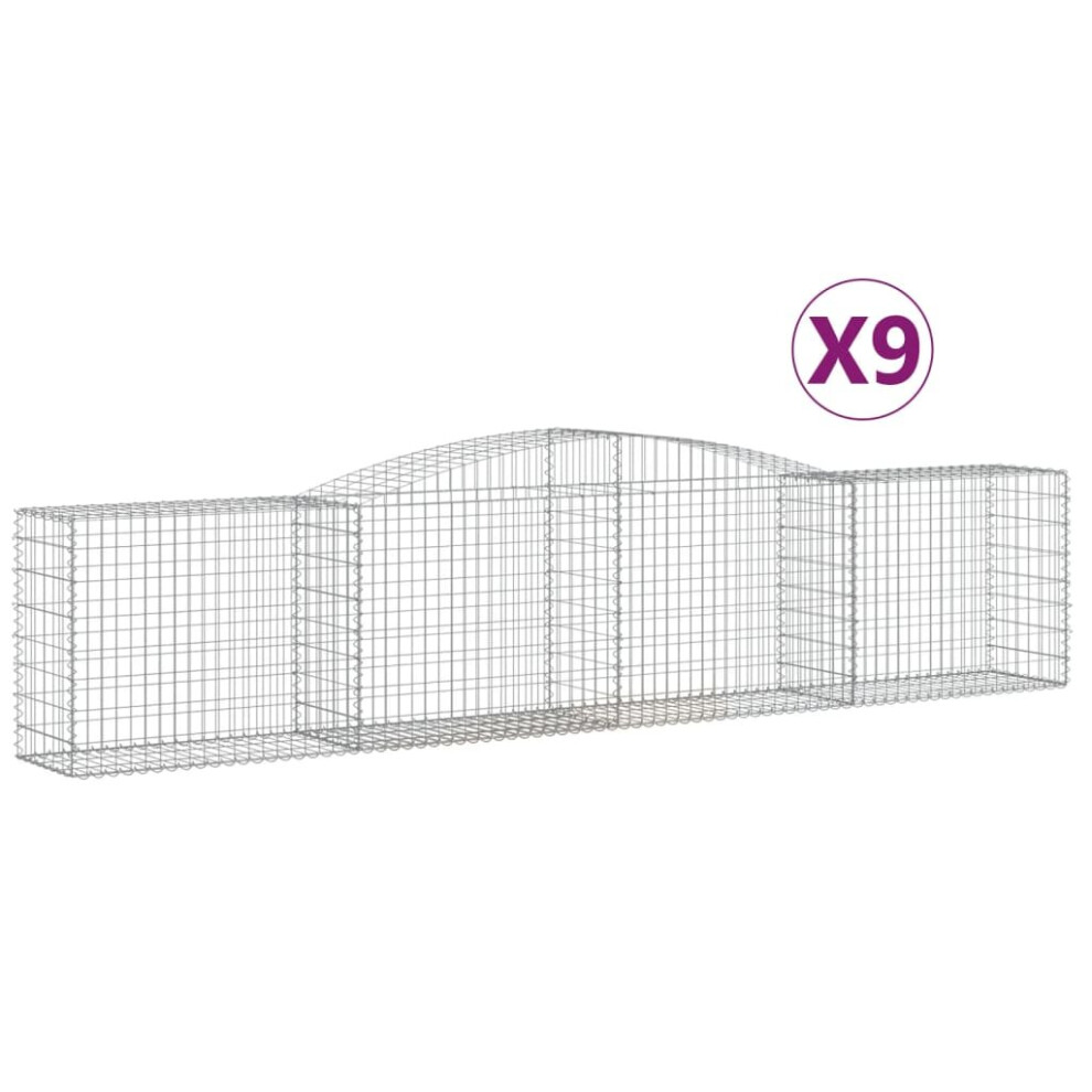 Photos - Garden & Outdoor Decoration VidaXL   Arched Gabion Basket Stone Basket Gabion Retaining Wall Galvanised Iron (400 x 50 x 80/100 cm/ 9 pcs)