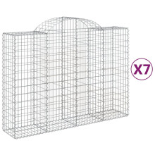 (200 x 50 x 140/160 cm/ 7 pcs) vidaXL Arched Gabion Basket Stone Basket Gabion Retaining Wall Galvanised Iron