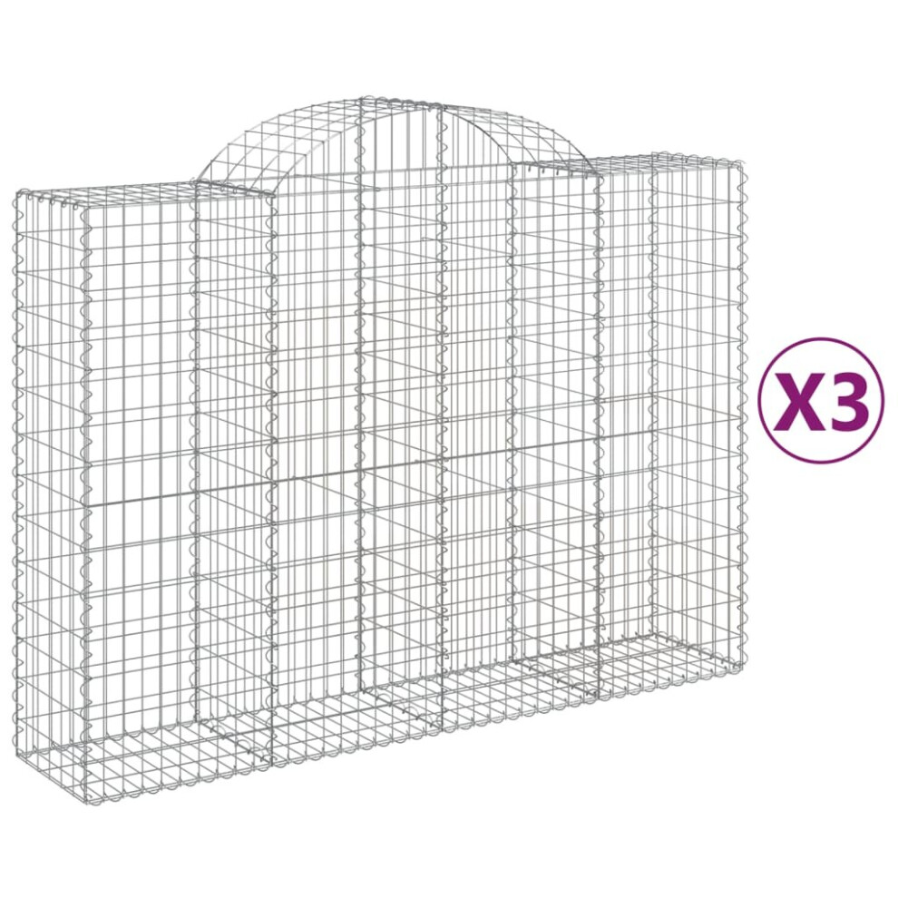 Vidaxl (200 X 50 X 140/160 Cm/ 3 Pcs) Arched Gabion Basket Stone Basket Gabion Retaining Wall Galvanised Iron