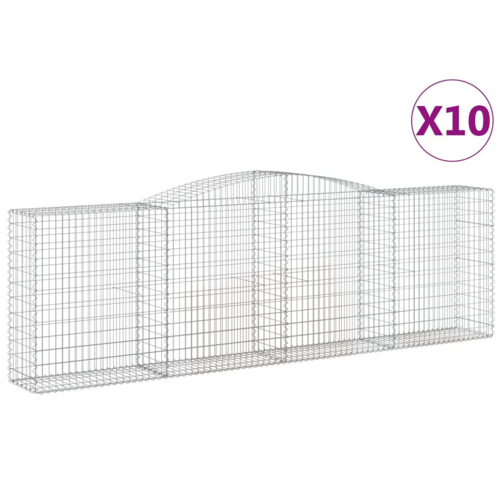 Vidaxl (400 X 50 X 120/140 Cm/ 10 Pcs) Arched Gabion Basket Stone Basket Gabion Retaining Wall Galvanised Iron