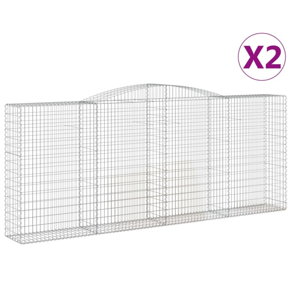 Vidaxl (400 X 50 X 160/180 Cm/ 2 Pcs) Arched Gabion Basket Stone Basket Gabion Retaining Wall Galvanised Iron