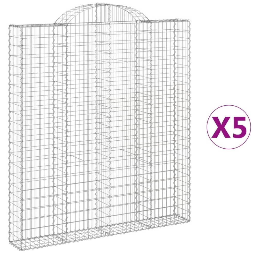 (200 x 30 x 220/240 cm/ 5 pcs) vidaXL Arched Gabion Basket Stone Basket Gabion Retaining Wall Galvanised Iron