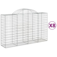 (200 x 50 x 120/140 cm/ 8 pcs) vidaXL Arched Gabion Basket Stone Basket Gabion Retaining Wall Galvanised Iron