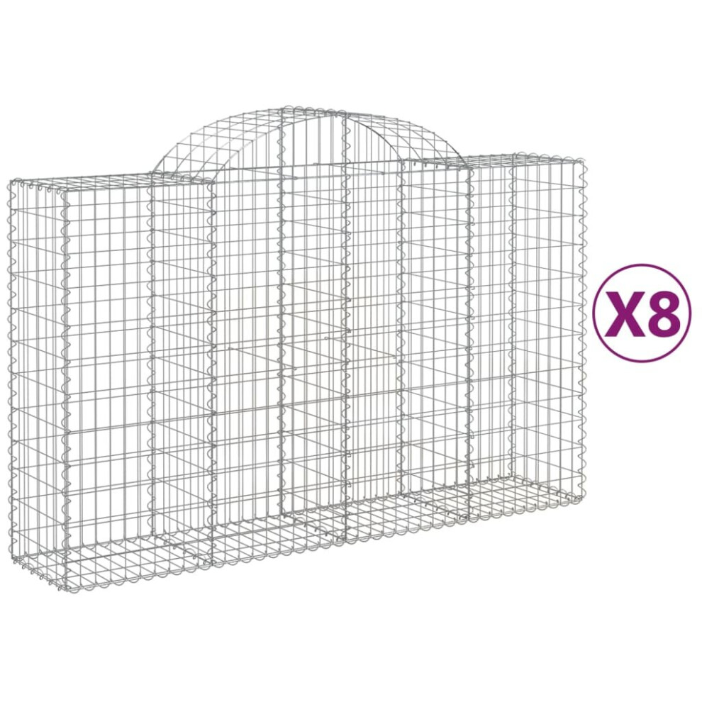 Vidaxl (200 X 50 X 120/140 Cm/ 8 Pcs) Arched Gabion Basket Stone Basket Gabion Retaining Wall Galvanised Iron