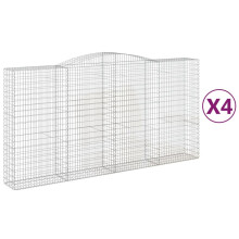 (400 x 50 x 200/220 cm/ 4 pcs) vidaXL Arched Gabion Basket Stone Basket Gabion Retaining Wall Galvanised Iron