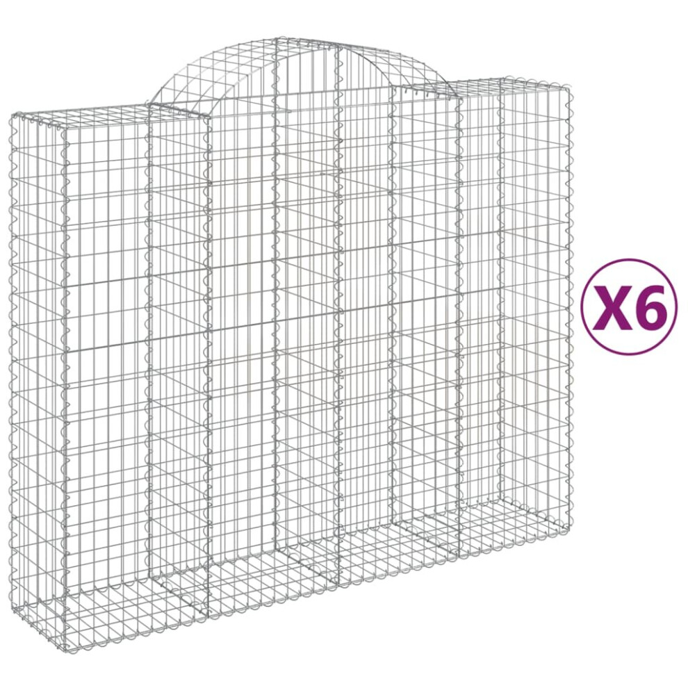 Vidaxl (200 X 50 X 160/180 Cm/ 6 Pcs) Arched Gabion Basket Stone Basket Gabion Retaining Wall Galvanised Iron