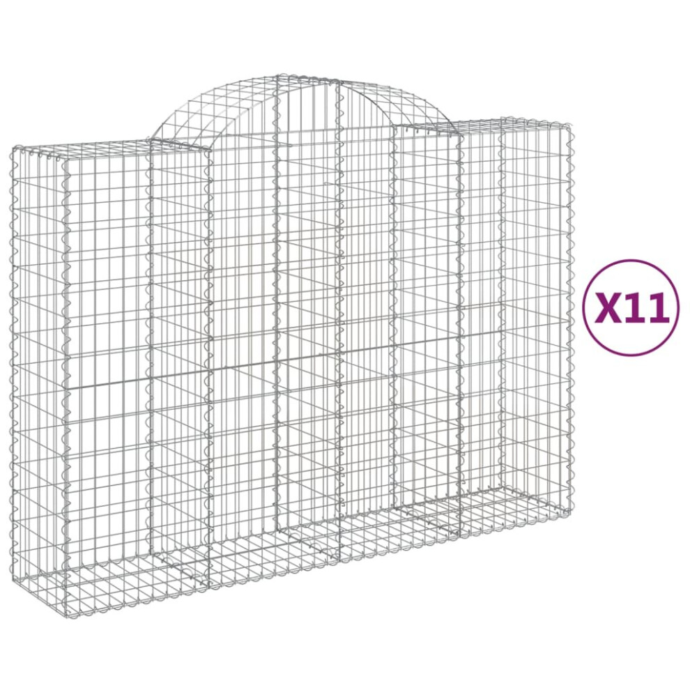 Vidaxl (200 X 50 X 140/160 Cm/ 11 Pcs) Arched Gabion Basket Stone Basket Gabion Retaining Wall Galvanised Iron