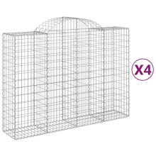 (200 x 50 x 140/160 cm/ 4 pcs) vidaXL Arched Gabion Basket Stone Basket Gabion Retaining Wall Galvanised Iron