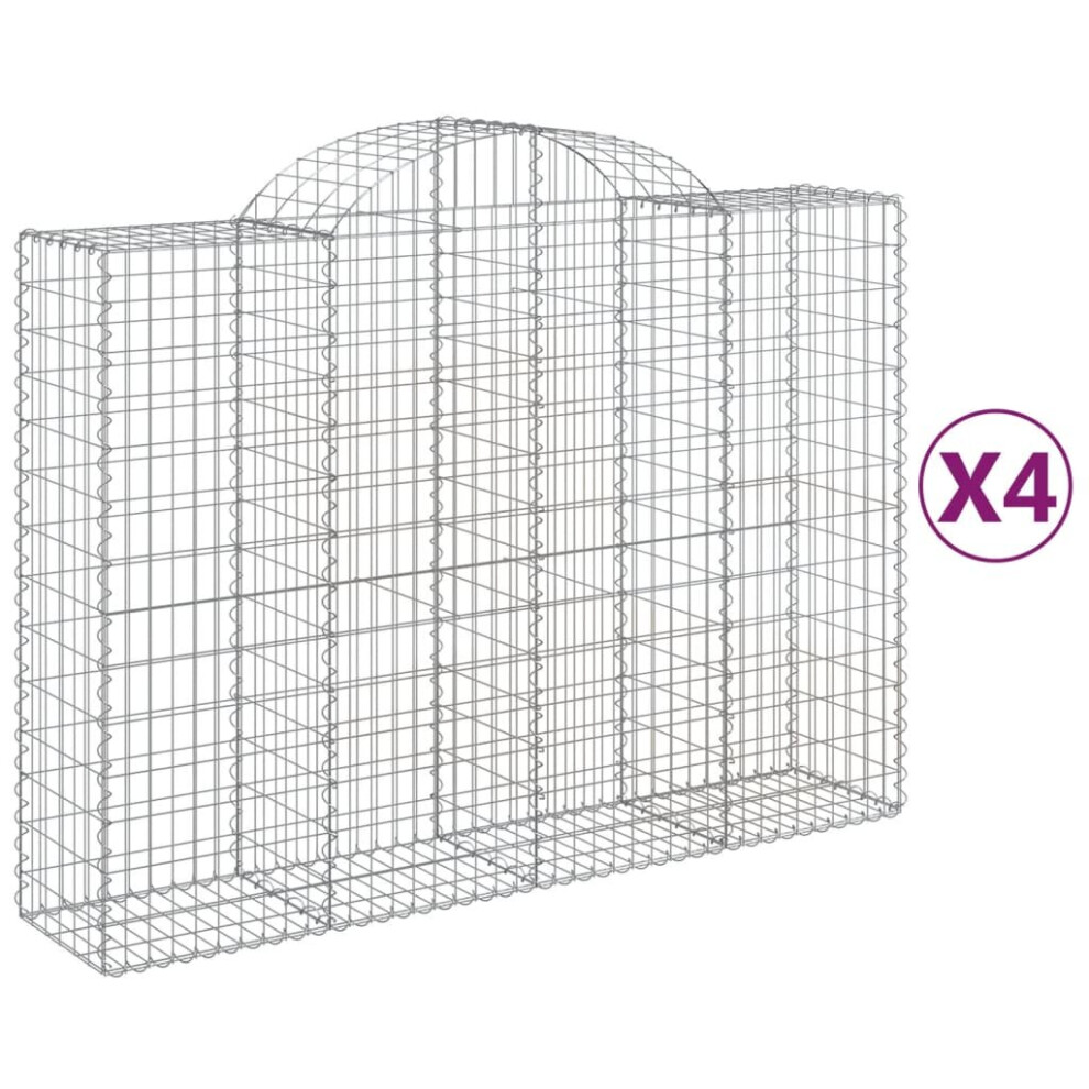 Vidaxl (200 X 50 X 140/160 Cm/ 4 Pcs) Arched Gabion Basket Stone Basket Gabion Retaining Wall Galvanised Iron