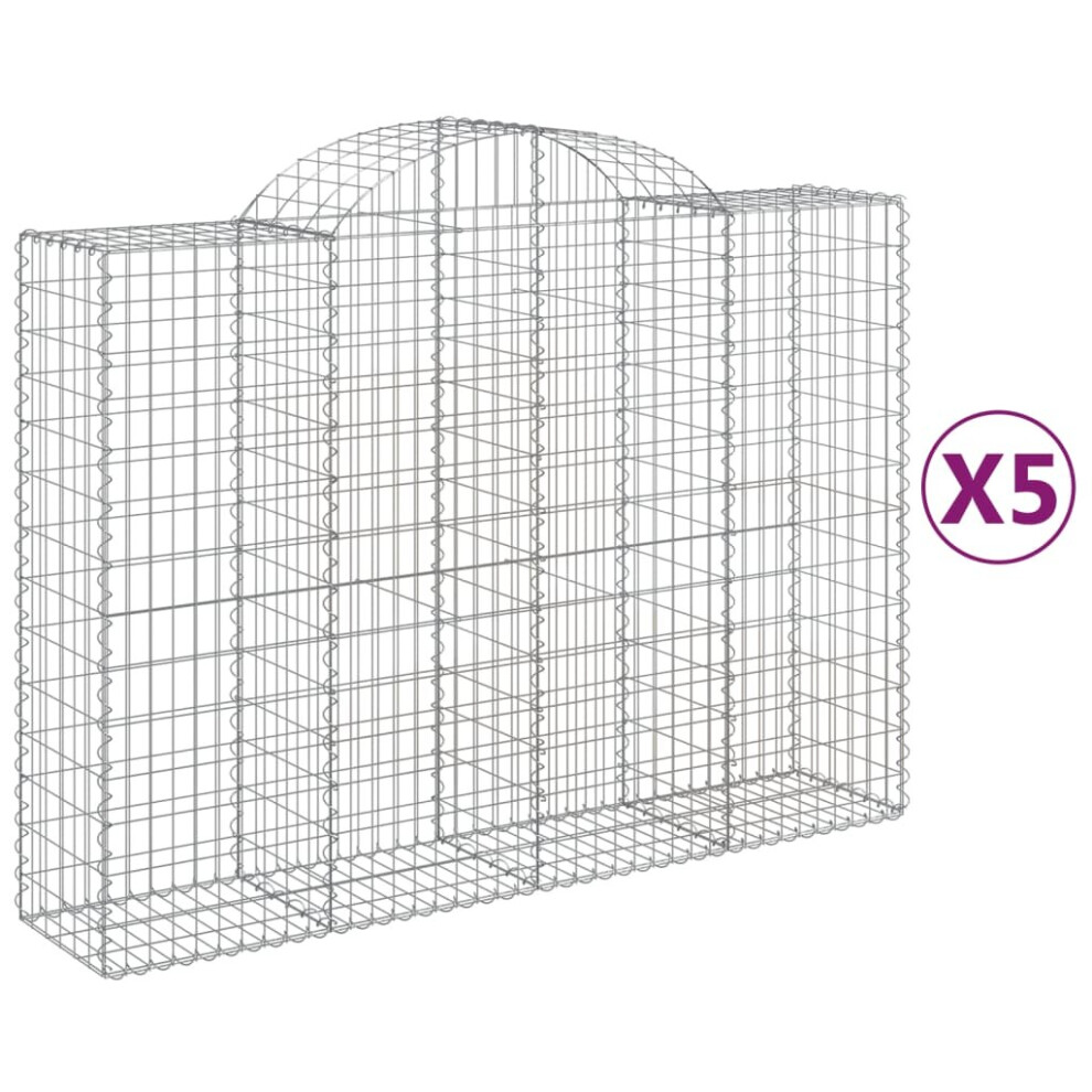 Vidaxl (200 X 50 X 140/160 Cm/ 5 Pcs) Arched Gabion Basket Stone Basket Gabion Retaining Wall Galvanised Iron