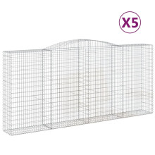 (400 x 50 x 180/200 cm/ 5 pcs) vidaXL Arched Gabion Basket Stone Basket Gabion Retaining Wall Galvanised Iron