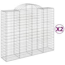 (200 x 50 x 160/180 cm/ 2 pcs) vidaXL Arched Gabion Basket Stone Basket Gabion Retaining Wall Galvanised Iron