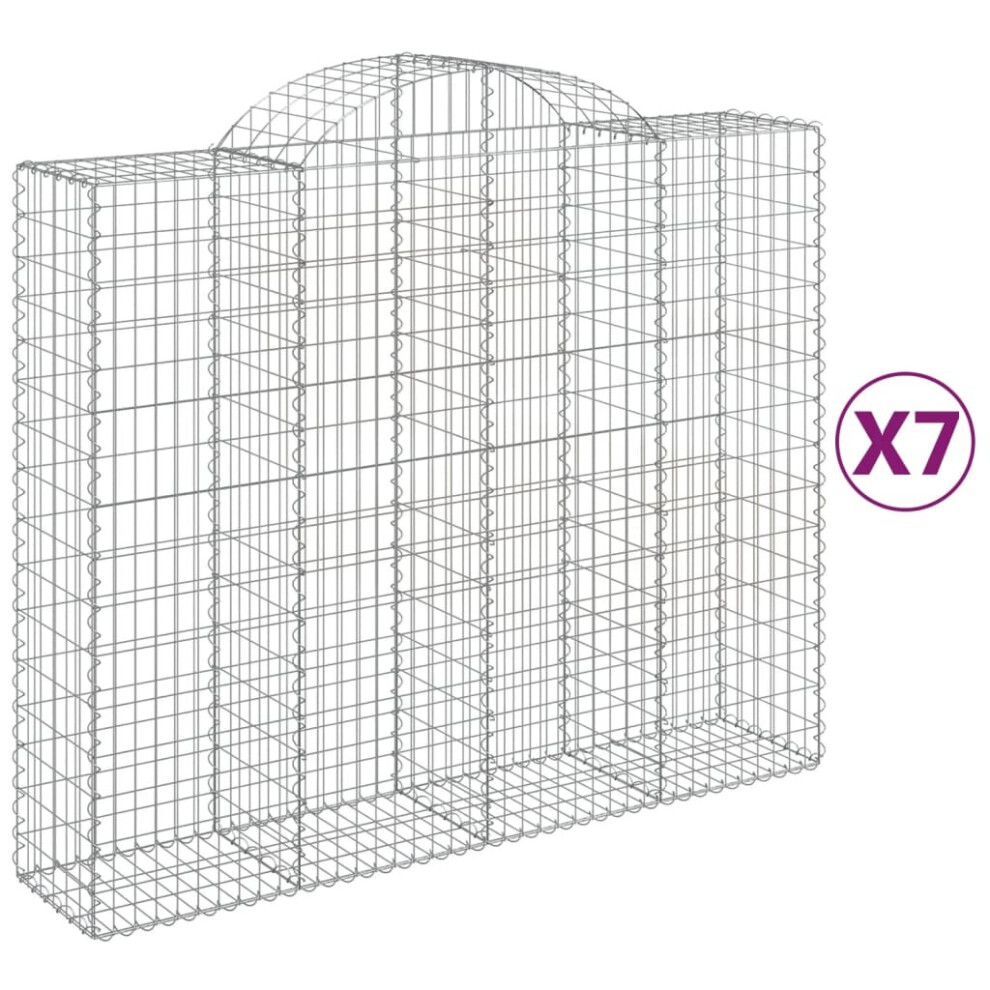 (200 X 50 X 160/180 cm/ 7 pcs) vidaXL Arched Gabion Basket Stone Basket Gabion Retaining Wall Galvanised Iron