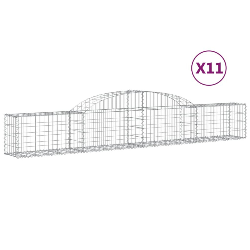 (300 x 30 x 40/60 cm/ 11 pcs) vidaXL Arched Gabion Basket Stone Basket Gabion Retaining Wall Galvanised Iron