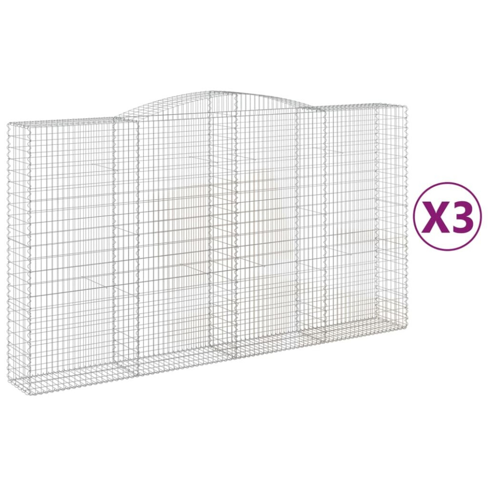 Vidaxl (400 X 50 X 220/240 Cm/ 3 Pcs) Arched Gabion Basket Stone Basket Gabion Retaining Wall Galvanised Iron