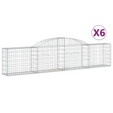(300 x 30 x 60/80 cm/ 6 pcs) vidaXL Arched Gabion Basket Stone Basket Gabion Retaining Wall Galvanised Iron