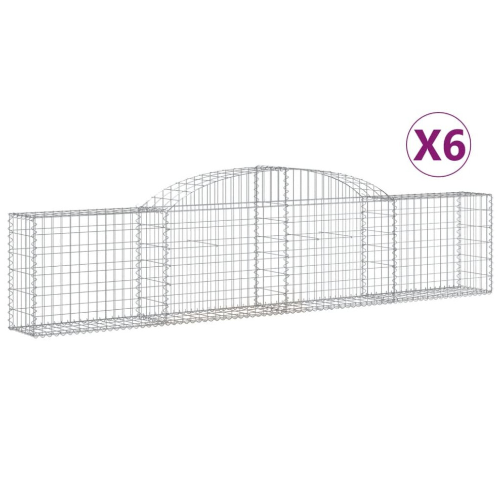 Vidaxl (300 X 30 X 60/80 Cm/ 6 Pcs) Arched Gabion Basket Stone Basket Gabion Retaining Wall Galvanised Iron