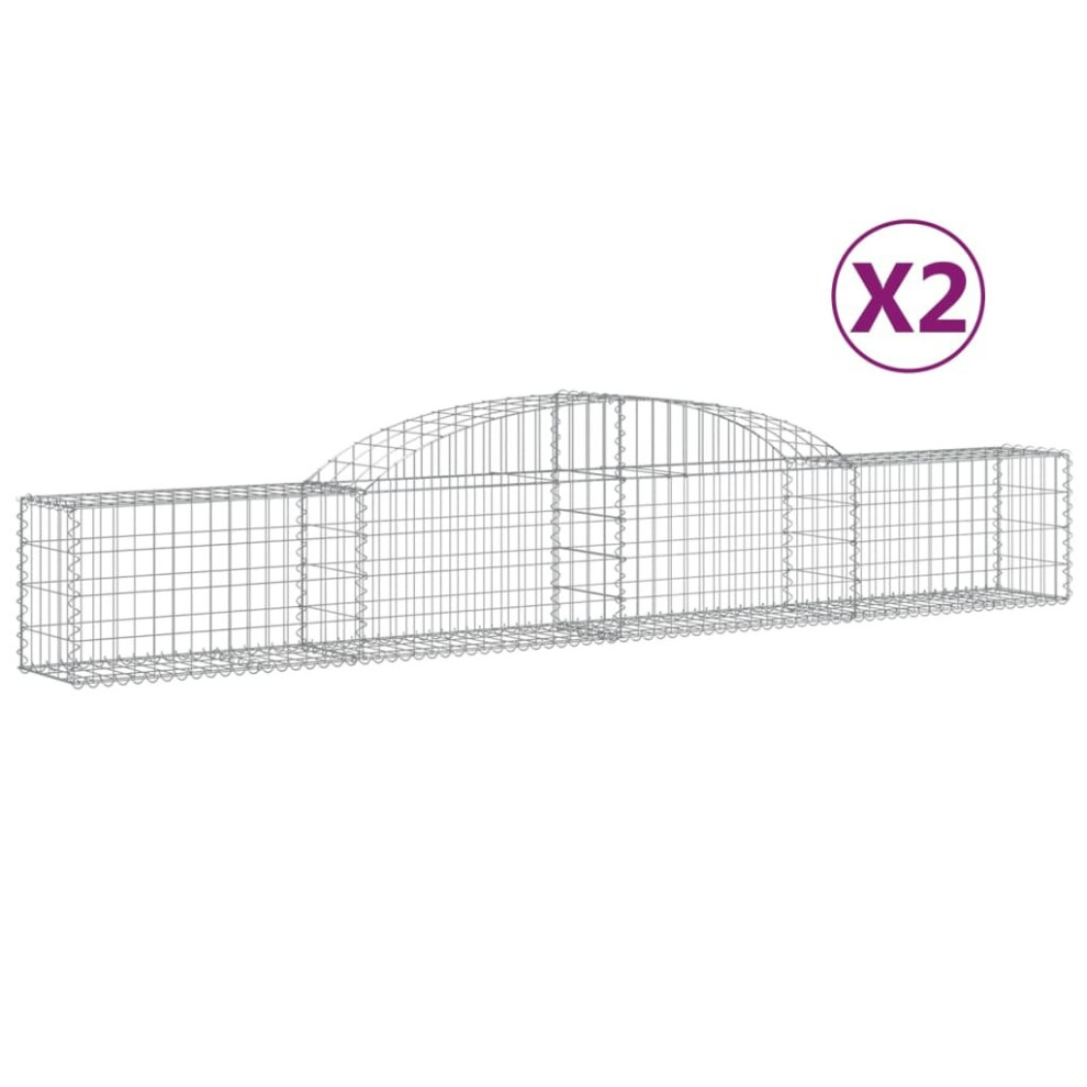 (300 x 30 x 40/60 cm/ 2 pcs) vidaXL Arched Gabion Basket Stone Basket Gabion Retaining Wall Galvanised Iron