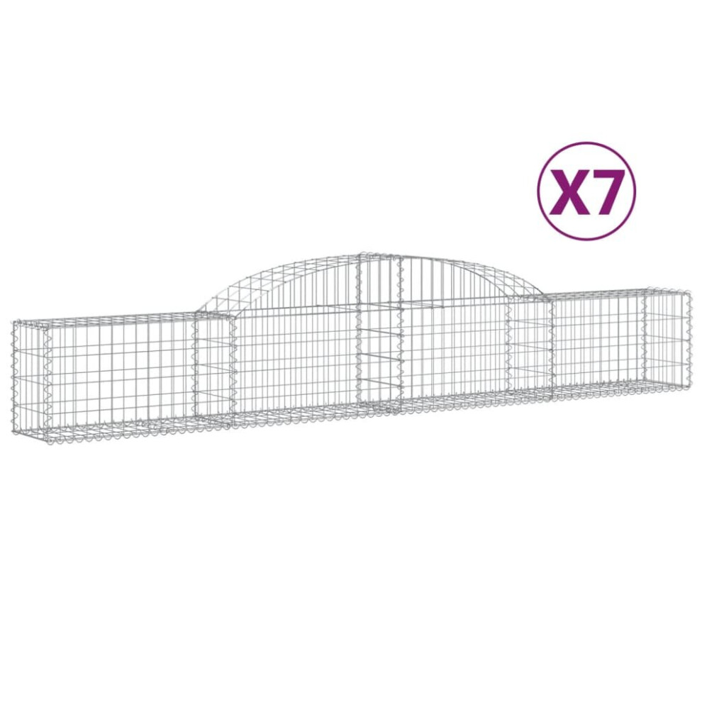 (300 x 30 x 40/60 cm/ 7 pcs) vidaXL Arched Gabion Basket Stone Basket Gabion Retaining Wall Galvanised Iron