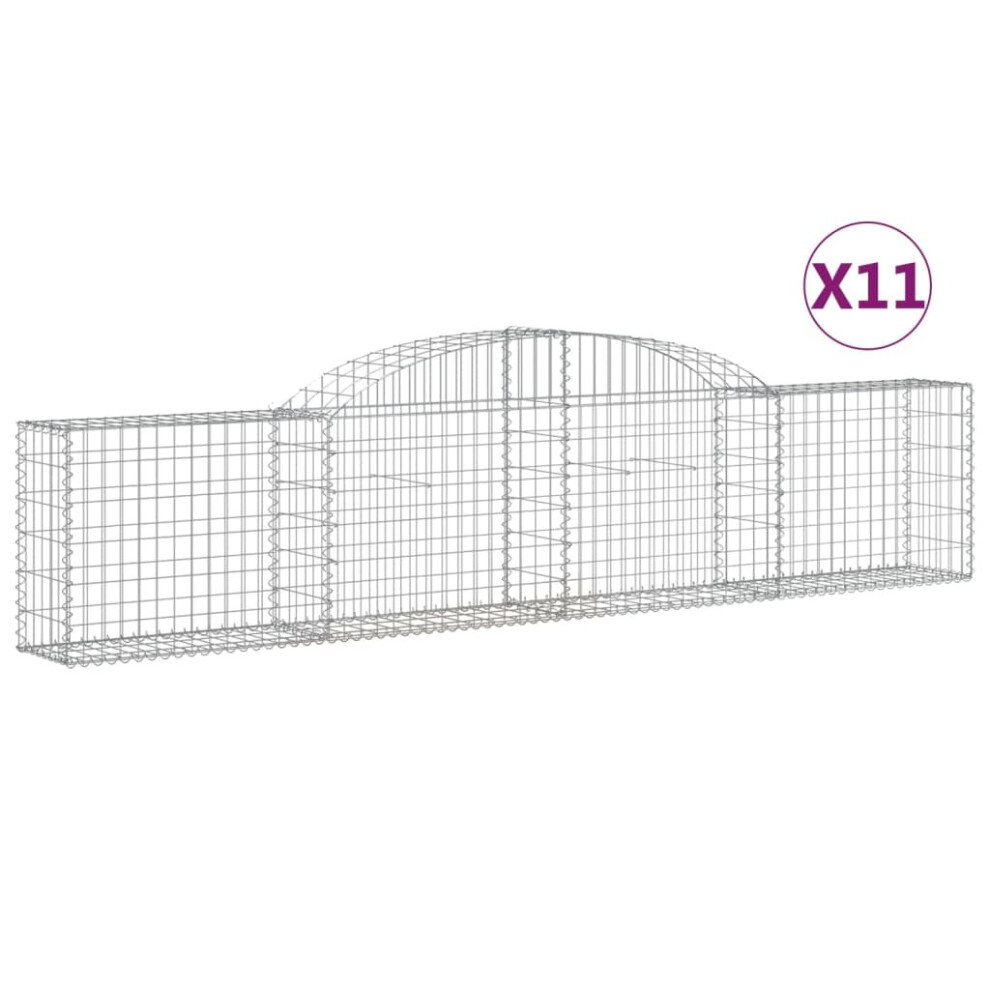 (300 x 30 x 60/80 cm/ 11 pcs) vidaXL Arched Gabion Basket Stone Basket Gabion Retaining Wall Galvanised Iron