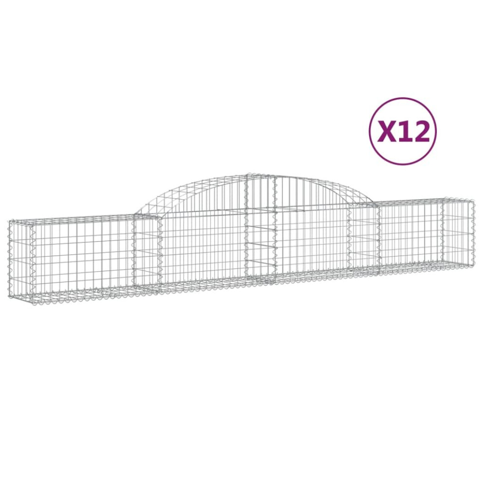 (300 x 30 x 40/60 cm/ 12 pcs) vidaXL Arched Gabion Basket Stone Basket Gabion Retaining Wall Galvanised Iron