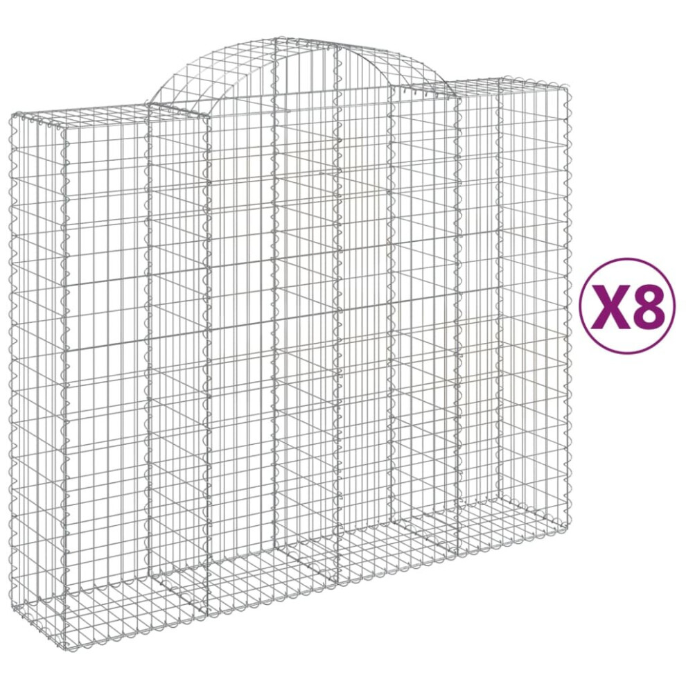 (200 x 50 x 160/180 cm/ 8 pcs) vidaXL Arched Gabion Basket Stone Basket Gabion Retaining Wall Galvanised Iron