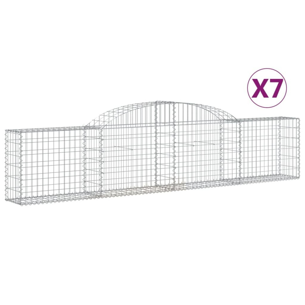 (300 x 30 x 60/80 cm/ 7 pcs) vidaXL Arched Gabion Basket Stone Basket Gabion Retaining Wall Galvanised Iron