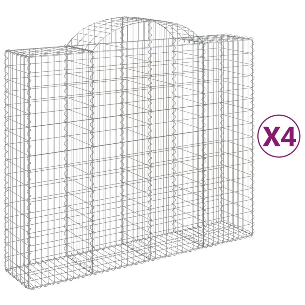 (200 X 50 X 160/180 cm/ 4 pcs) vidaXL Arched Gabion Basket Stone Basket Gabion Retaining Wall Galvanised Iron