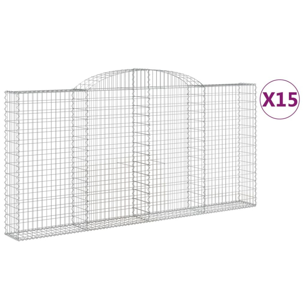 (300 x 30 x 140/160 cm/ 15 pcs) vidaXL Arched Gabion Basket Stone Basket Gabion Retaining Wall Galvanised Iron