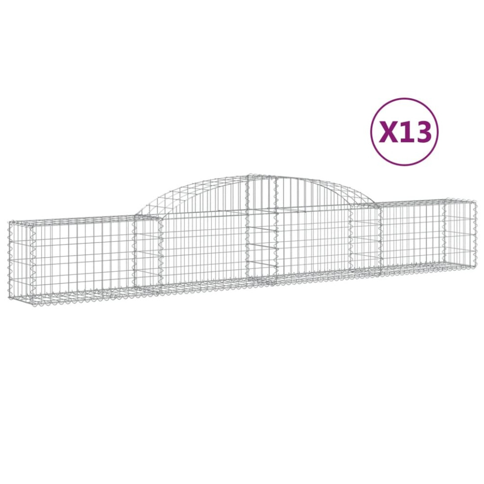 (300 x 30 x 40/60 cm/ 13 pcs) vidaXL Arched Gabion Basket Stone Basket Gabion Retaining Wall Galvanised Iron