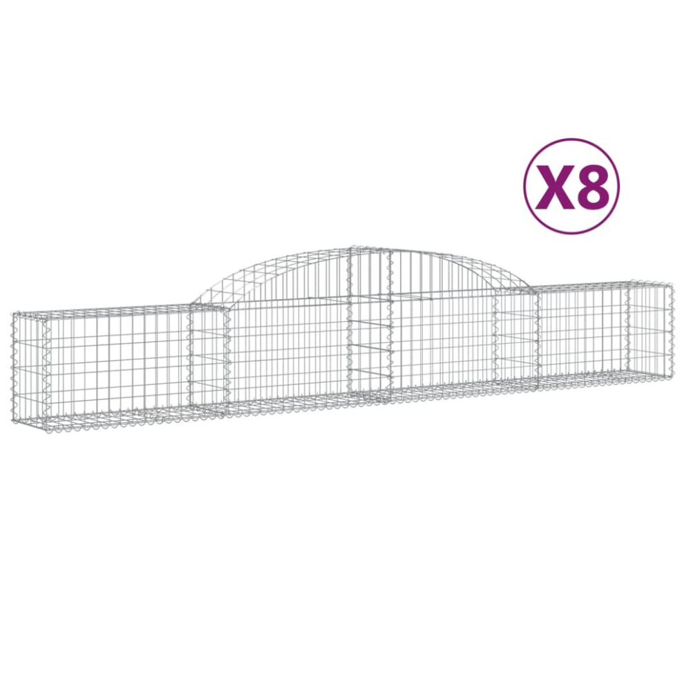 (300 x 30 x 40/60 cm/ 8 pcs) vidaXL Arched Gabion Basket Stone Basket Gabion Retaining Wall Galvanised Iron