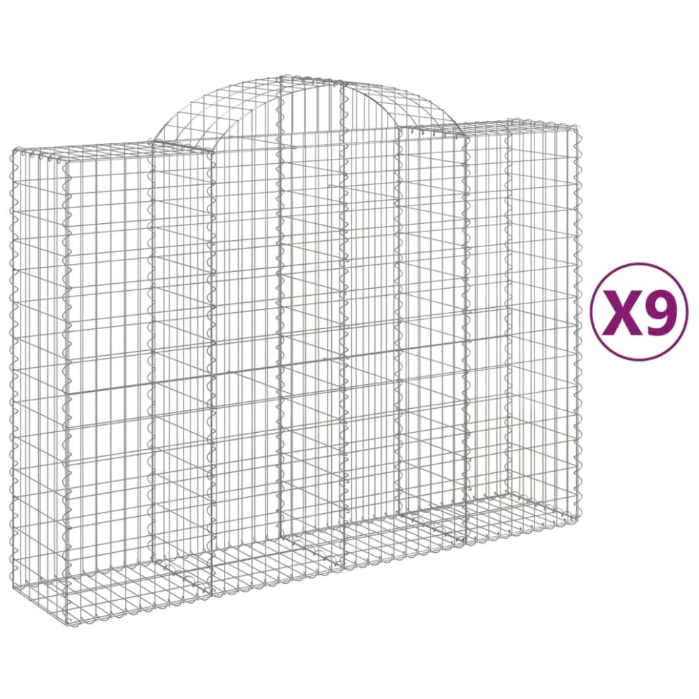 Vidaxl (200 X 50 X 140/160 Cm/ 9 Pcs) Arched Gabion Basket Stone Basket Gabion Retaining Wall Galvanised Iron