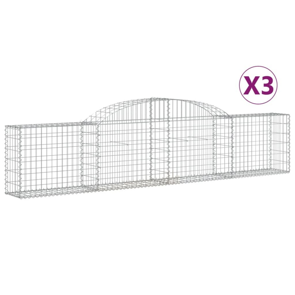 Vidaxl (300 X 30 X 60/80 Cm/ 3 Pcs) Arched Gabion Basket Stone Basket Gabion Retaining Wall Galvanised Iron