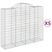 (200 x 50 x 160/180 cm/ 5 pcs) vidaXL Arched Gabion Basket Stone Basket Gabion Retaining Wall Galvanised Iron