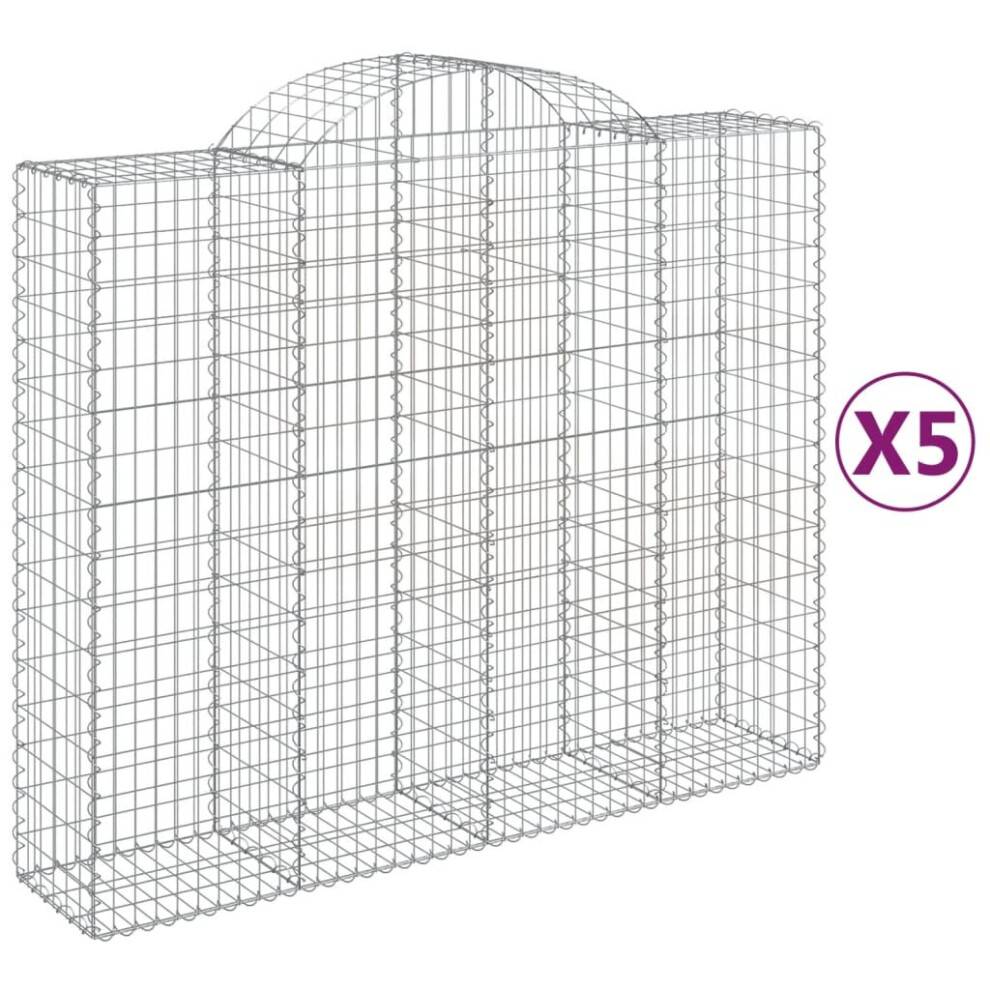 Vidaxl (200 X 50 X 160/180 Cm/ 5 Pcs) Arched Gabion Basket Stone Basket Gabion Retaining Wall Galvanised Iron
