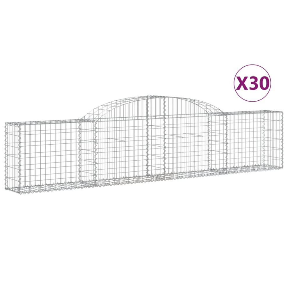 (300 x 30 x 60/80 cm/ 30 pcs) vidaXL Arched Gabion Basket Stone Basket Gabion Retaining Wall Galvanised Iron