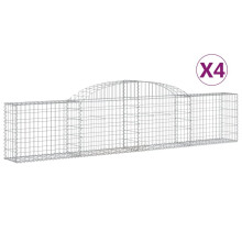 (300 x 30 x 60/80 cm/ 4 pcs) vidaXL Arched Gabion Basket Stone Basket Gabion Retaining Wall Galvanised Iron