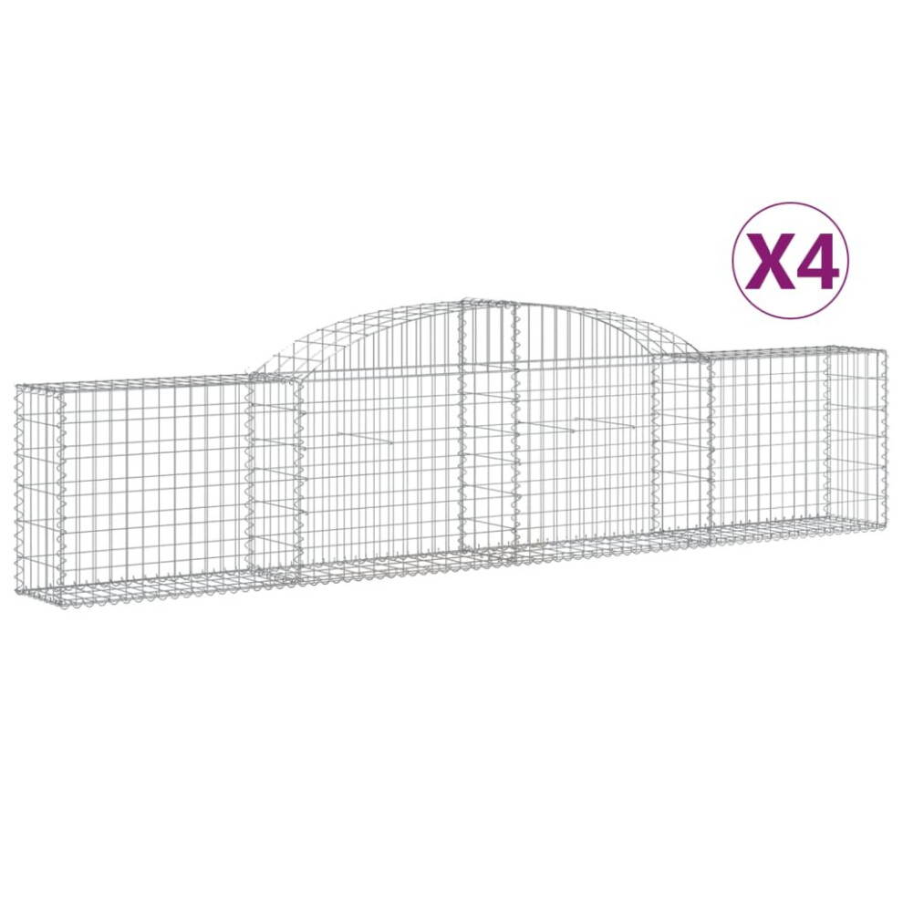 Vidaxl (300 X 30 X 60/80 Cm/ 4 Pcs) Arched Gabion Basket Stone Basket Gabion Retaining Wall Galvanised Iron
