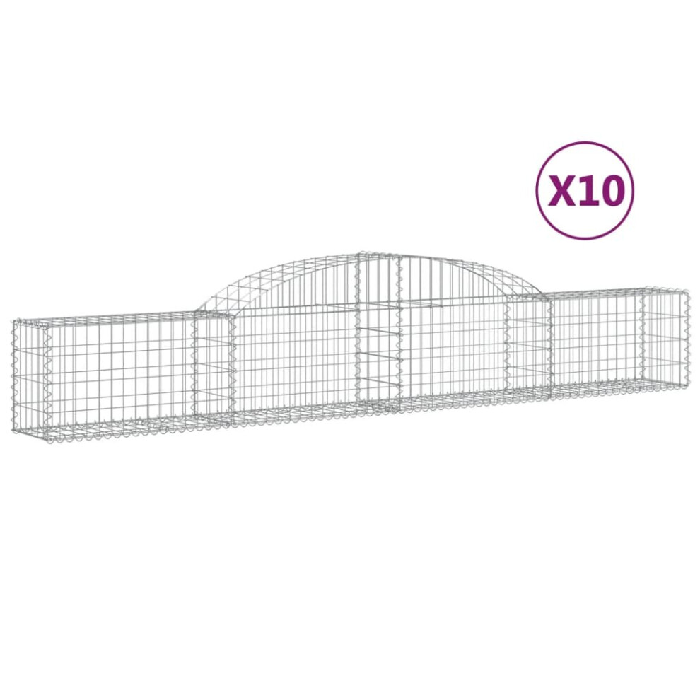 (300 x 30 x 40/60 cm/ 10 pcs) vidaXL Arched Gabion Basket Stone Basket Gabion Retaining Wall Galvanised Iron