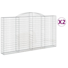 (300 x 30 x 160/180 cm/ 2 pcs) vidaXL Arched Gabion Basket Stone Basket Gabion Retaining Wall Galvanised Iron