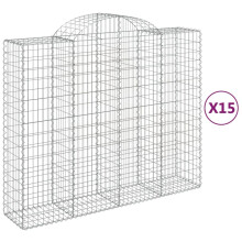 (200 x 50 x 160/180 cm/ 15 pcs) vidaXL Arched Gabion Basket Stone Basket Gabion Retaining Wall Galvanised Iron