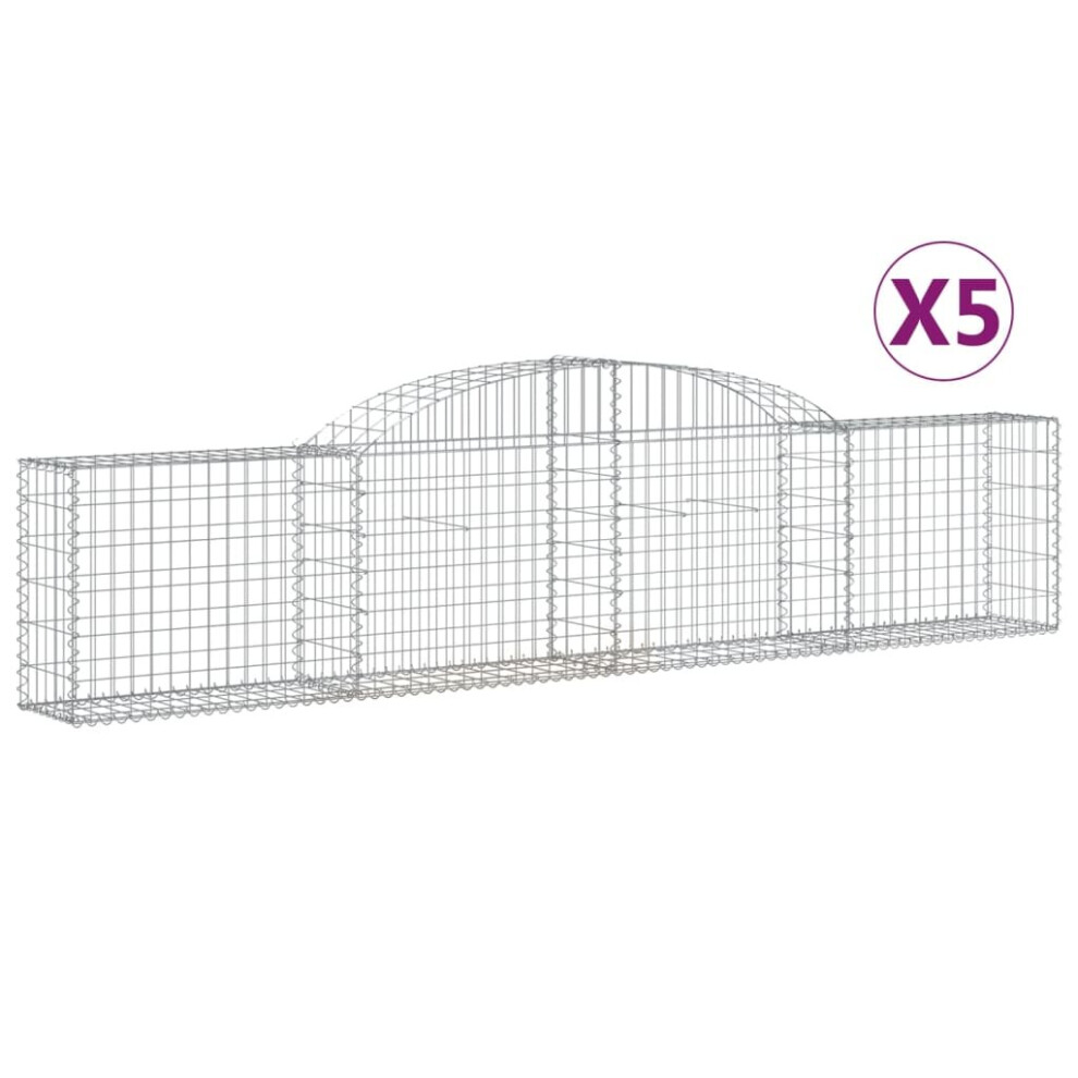 Vidaxl (300 X 30 X 60/80 Cm/ 5 Pcs) Arched Gabion Basket Stone Basket Gabion Retaining Wall Galvanised Iron