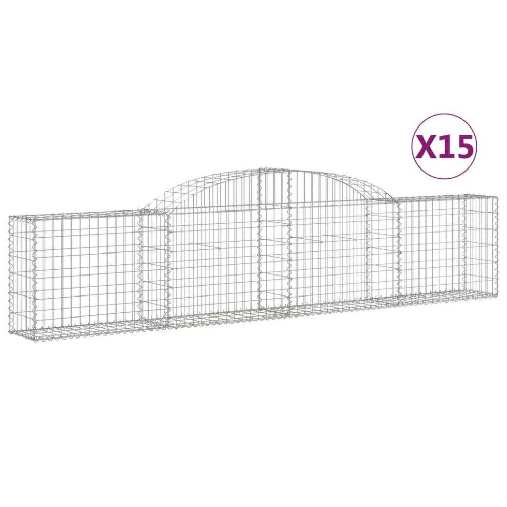 (300 x 30 x 60/80 cm/ 15 pcs) vidaXL Arched Gabion Basket Stone Basket Gabion Retaining Wall Galvanised Iron