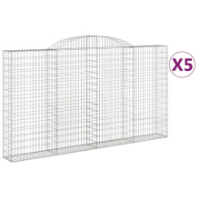 (300 x 30 x 160/180 cm/ 5 pcs) vidaXL Arched Gabion Basket Stone Basket Gabion Retaining Wall Galvanised Iron