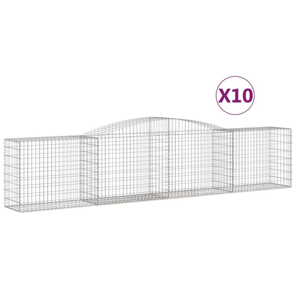 Photos - Garden & Outdoor Decoration VidaXL   Arched Gabion Basket Stone Basket Gabion Retaining Wall Galvanised Iron (400 x 50 x 80/100 cm/ 10 pcs)