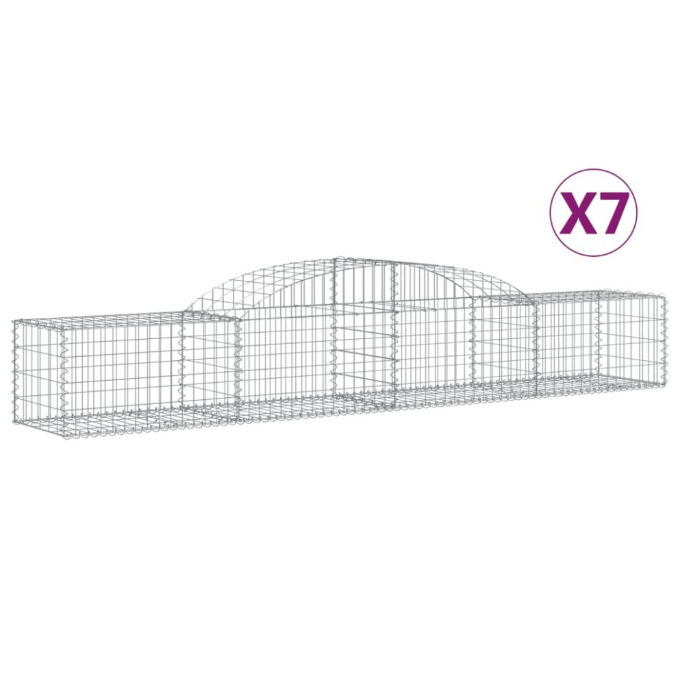 (300 x 50 x 40/60 cm/ 7 pcs) vidaXL Arched Gabion Basket Stone Basket Gabion Retaining Wall Galvanised Iron